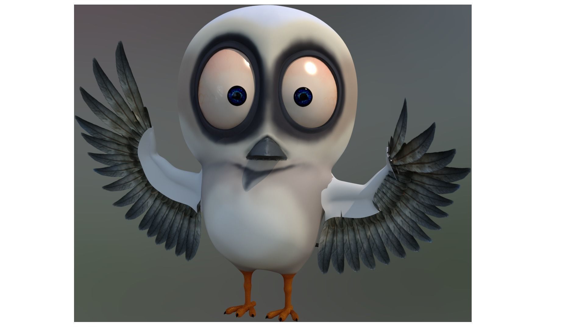 cartoon bird rigged 3D model_4
