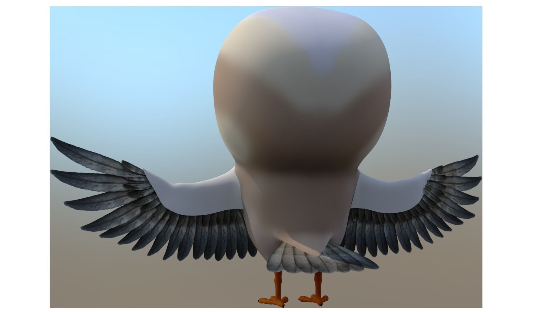 cartoon bird rigged 3D model_6
