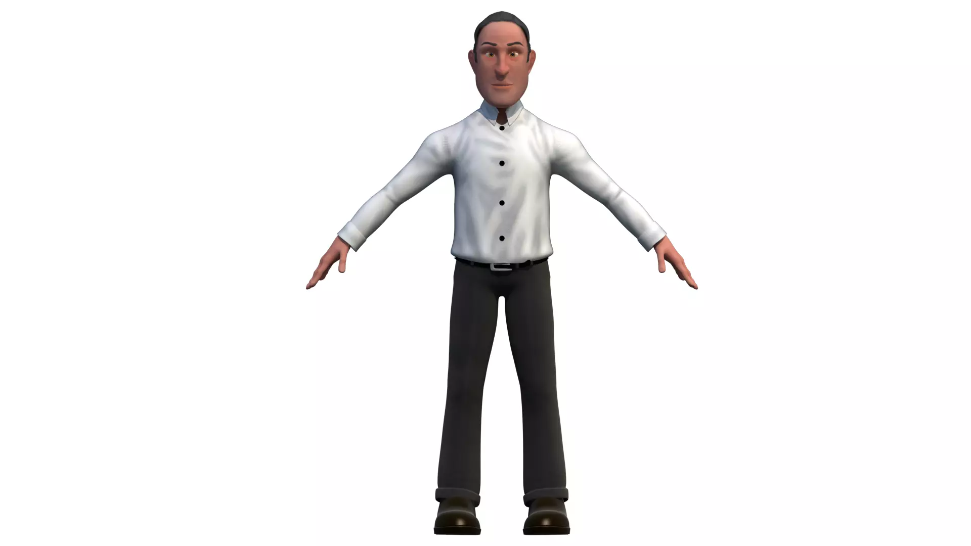 business man rigged cartoon character 3D model_0