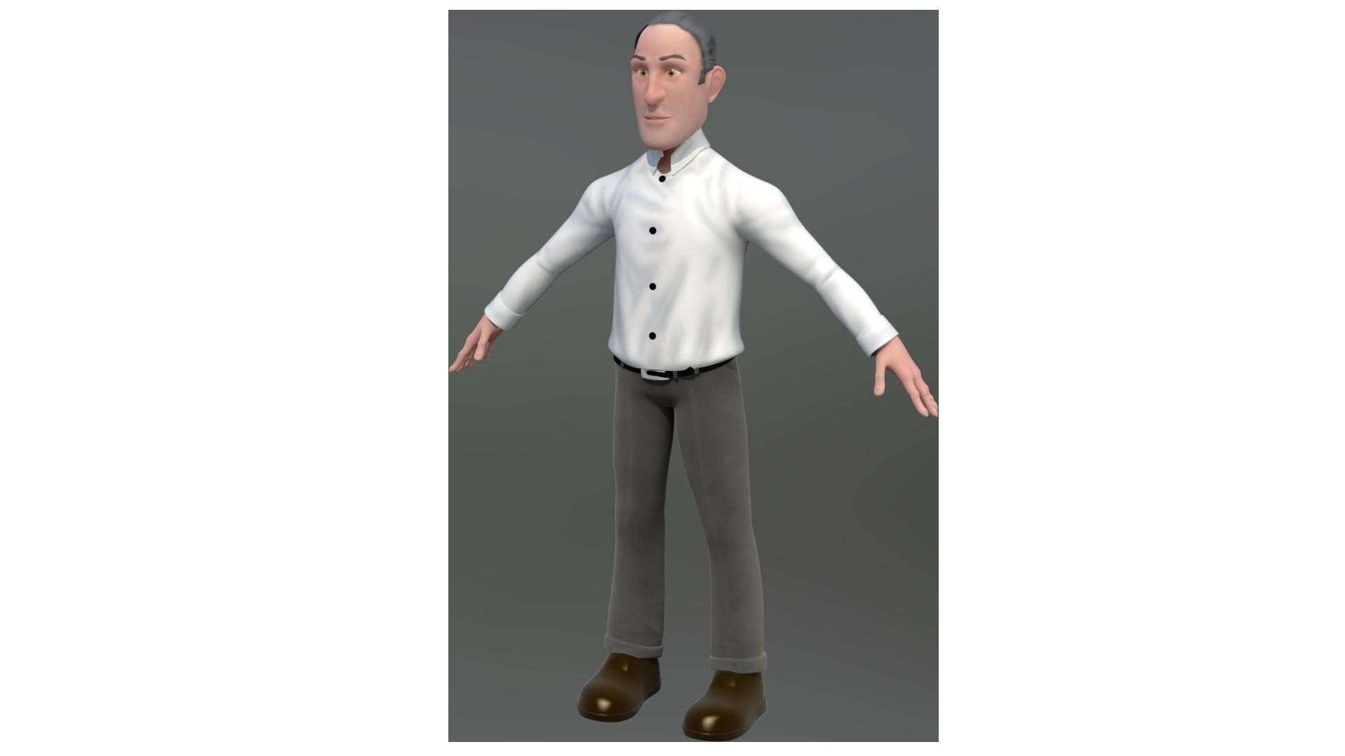 business man rigged cartoon character 3D model_2