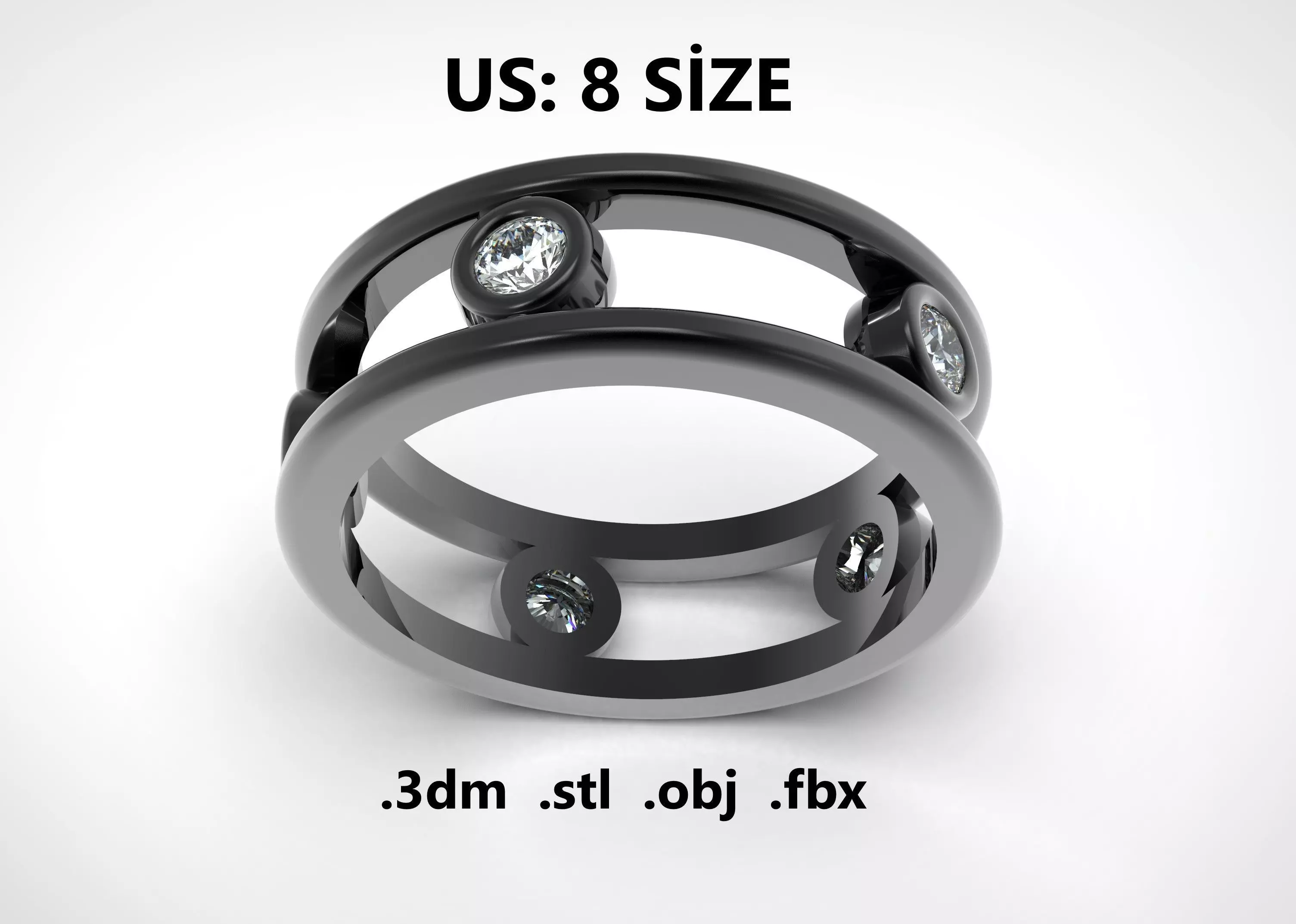 Model 207 New Tiffany Diamond Ring  US 8 Size 3D print model_0