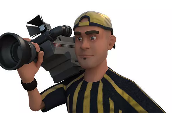 camera man cartoon rigged character 3D model_0