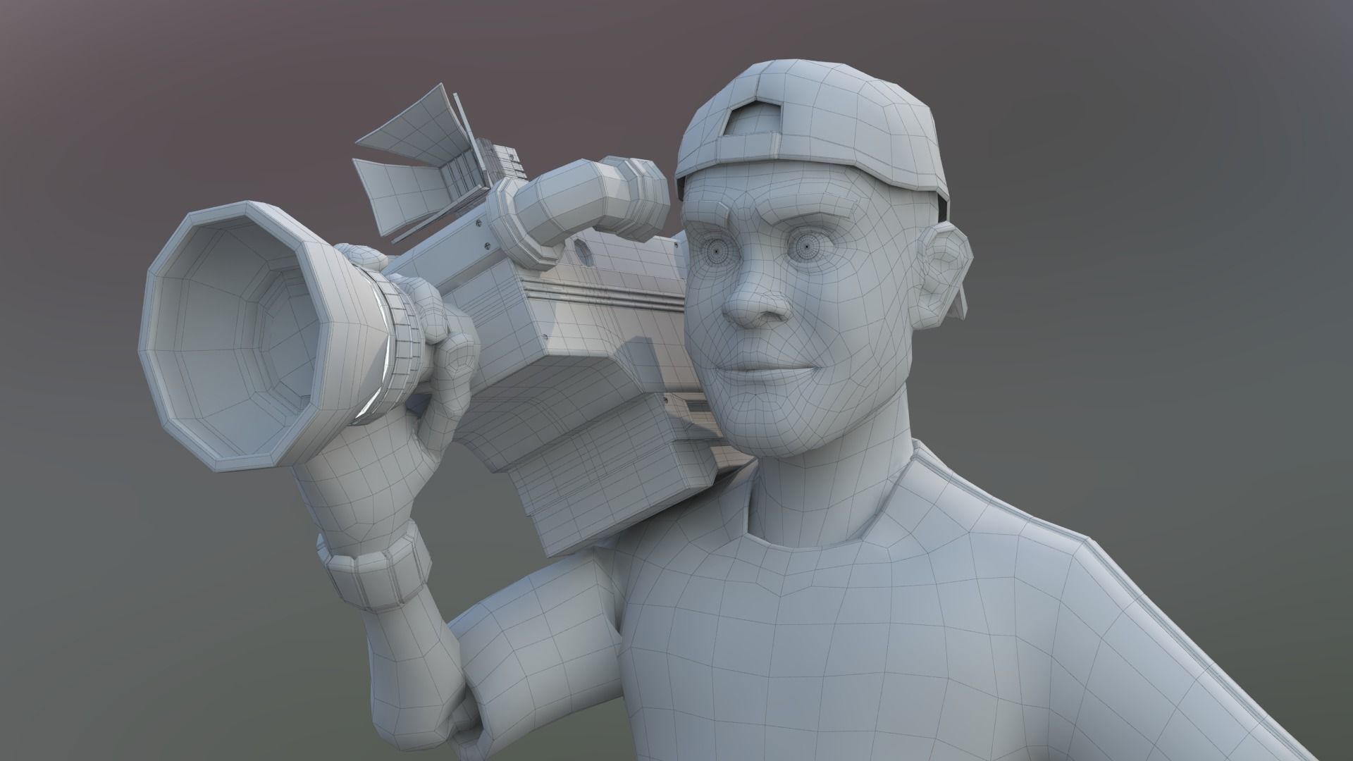 camera man cartoon rigged character 3D model_8