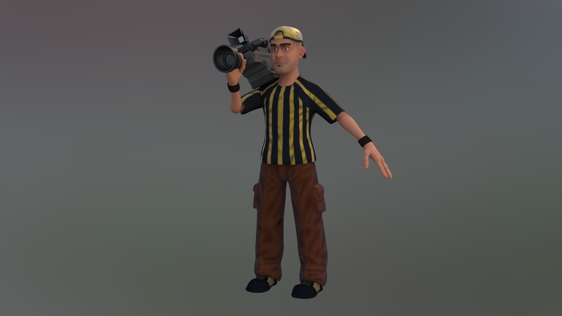camera man cartoon rigged character 3D model_1