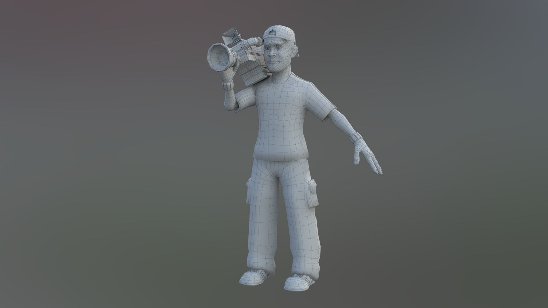 camera man cartoon rigged character 3D model_6