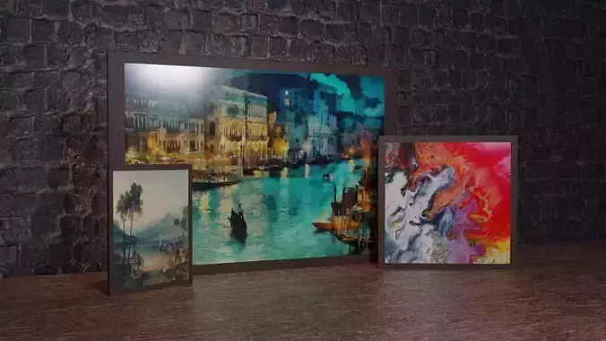Frame Set 1 venice painting Free 3D model