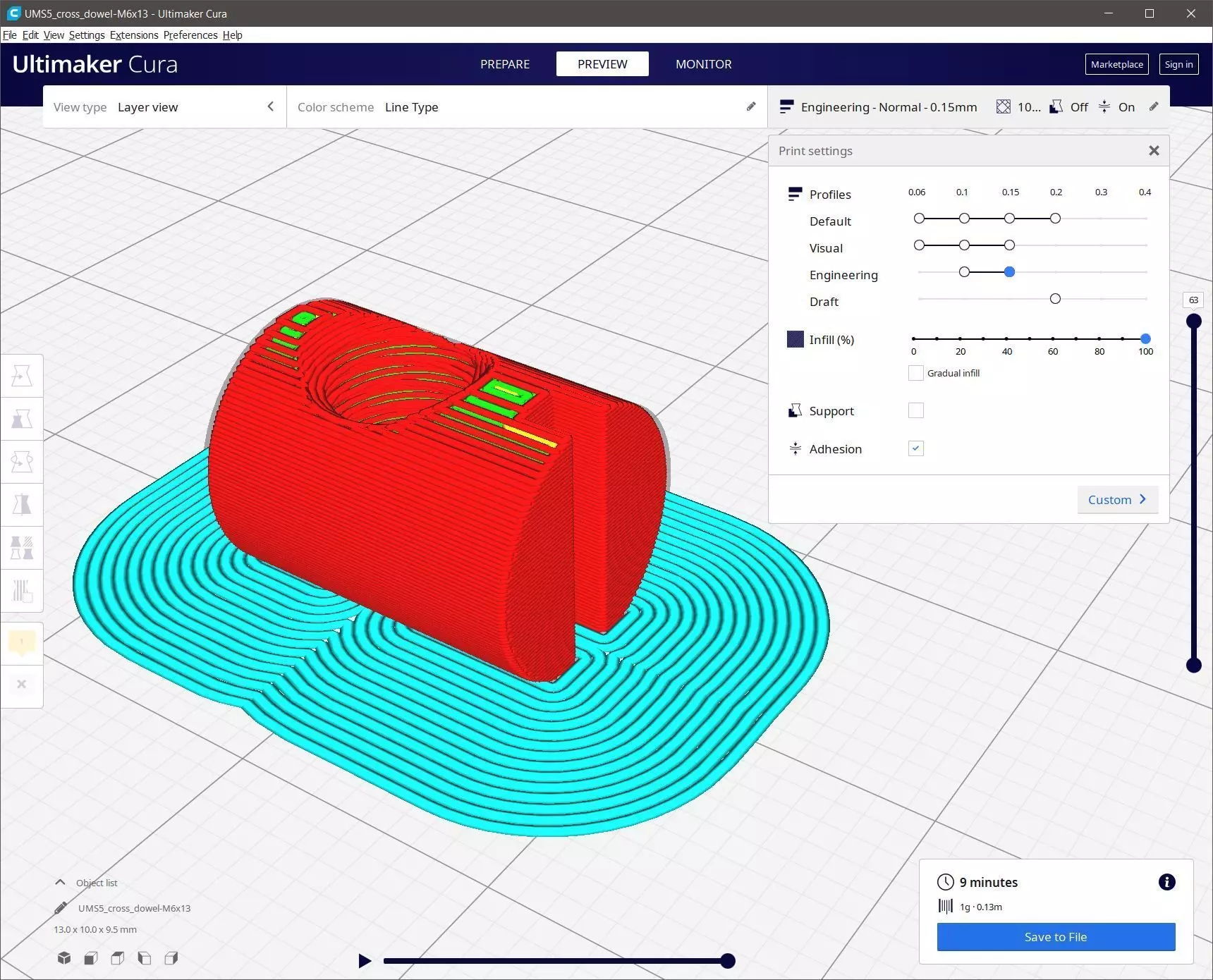 Cross dowel M4xD8x12 3D print model_0