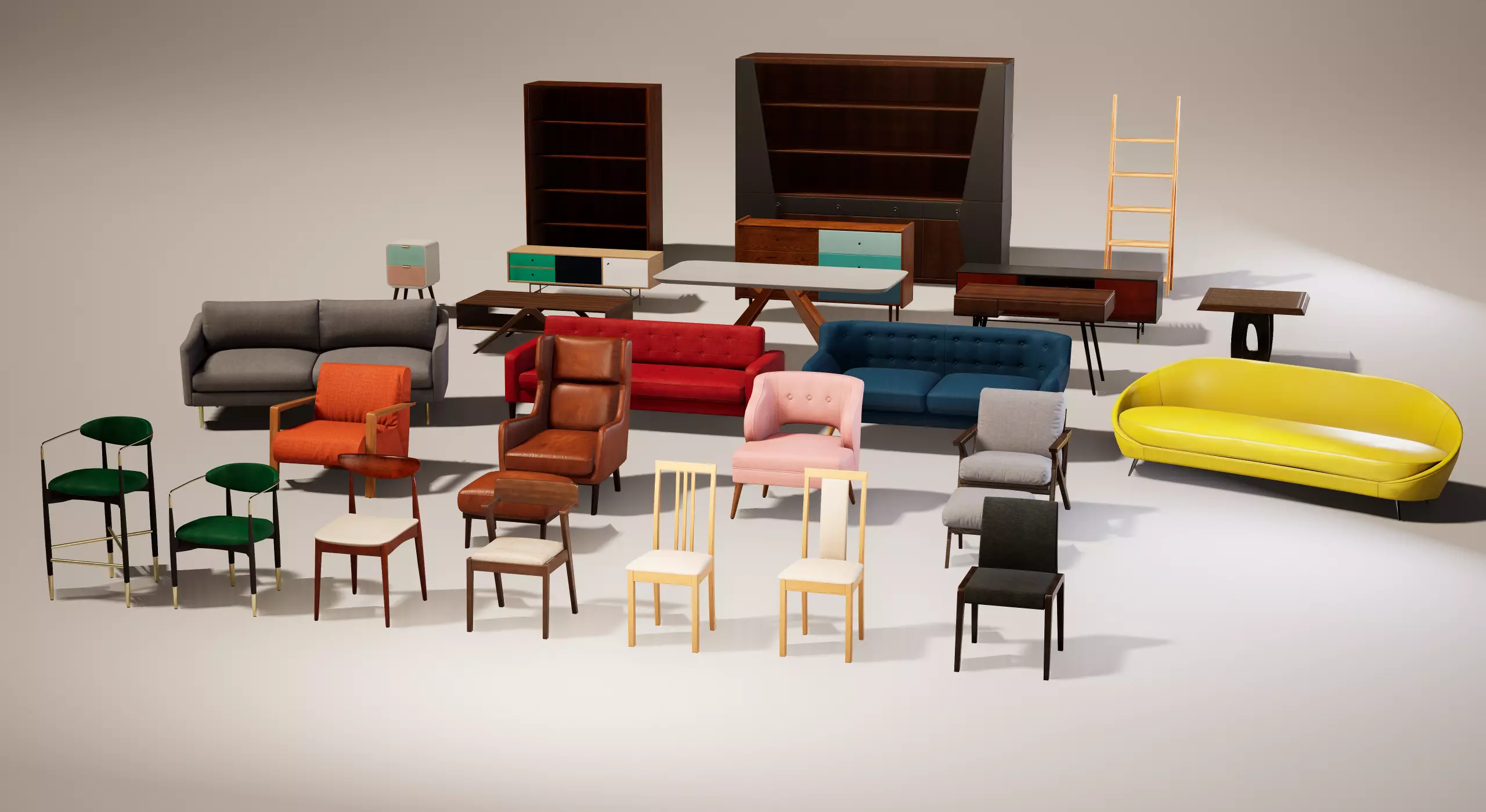 Furniture Pack 01 Low-poly 3D model_0