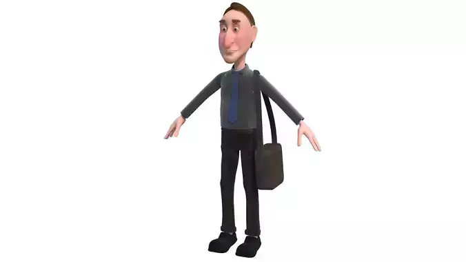 man with bag rigged cartoon character