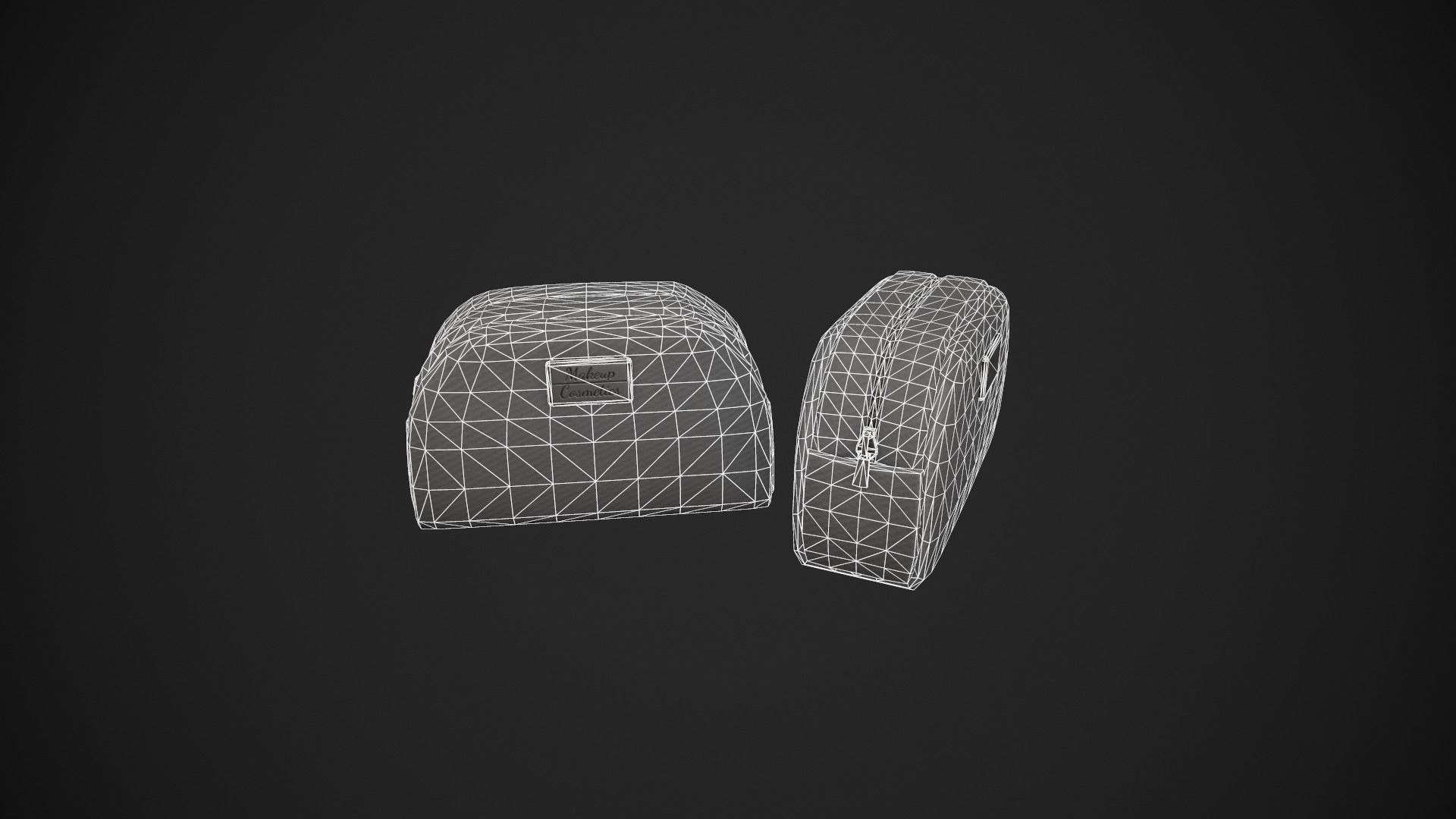 Grey Makeup Bag - Cosmetics Bag Low-poly 3D model_23