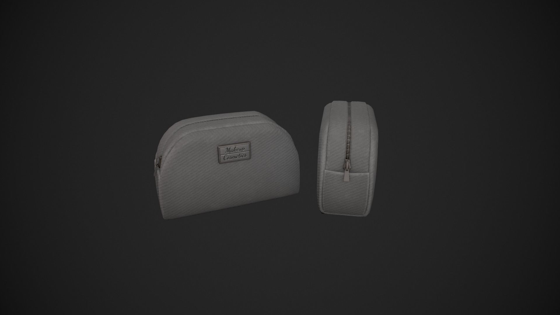 Grey Makeup Bag - Cosmetics Bag Low-poly 3D model_11