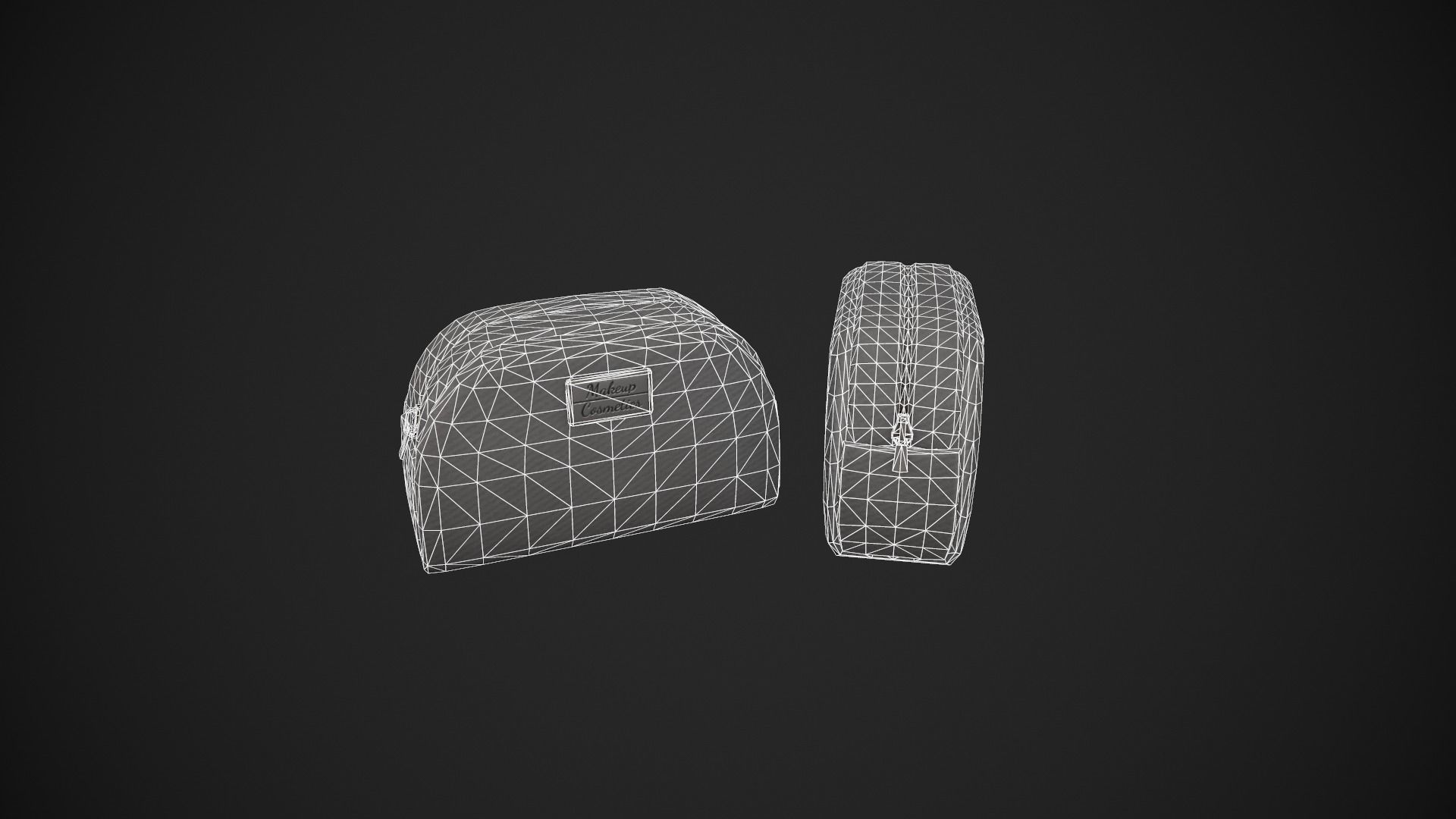 Grey Makeup Bag - Cosmetics Bag Low-poly 3D model_12