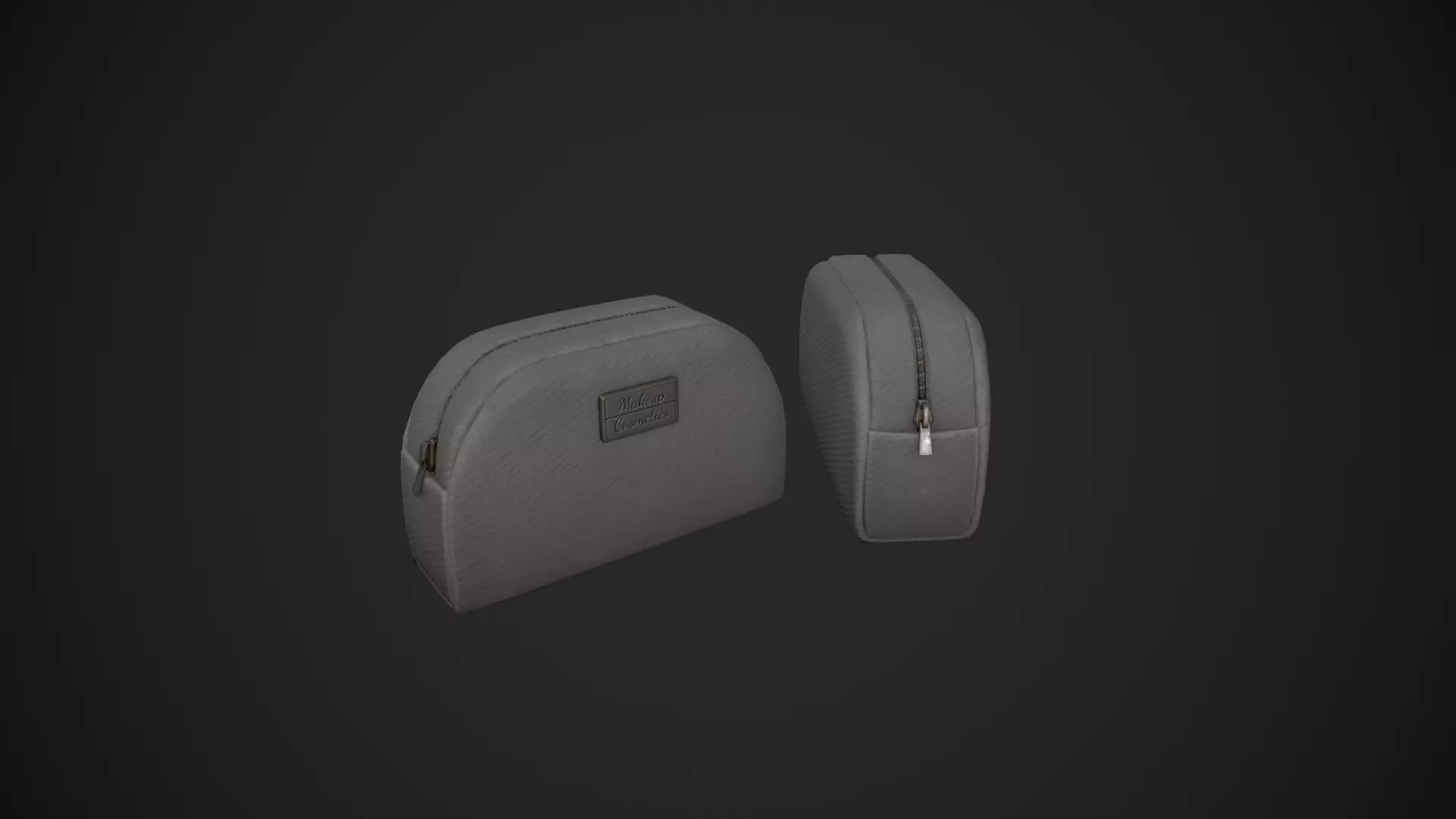 Grey Makeup Bag - Cosmetics Bag Low-poly 3D model_0