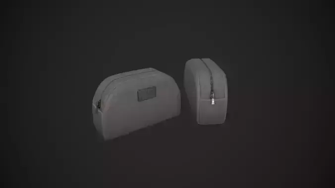 Grey Makeup Bag - Cosmetics Bag Low-poly 3D model