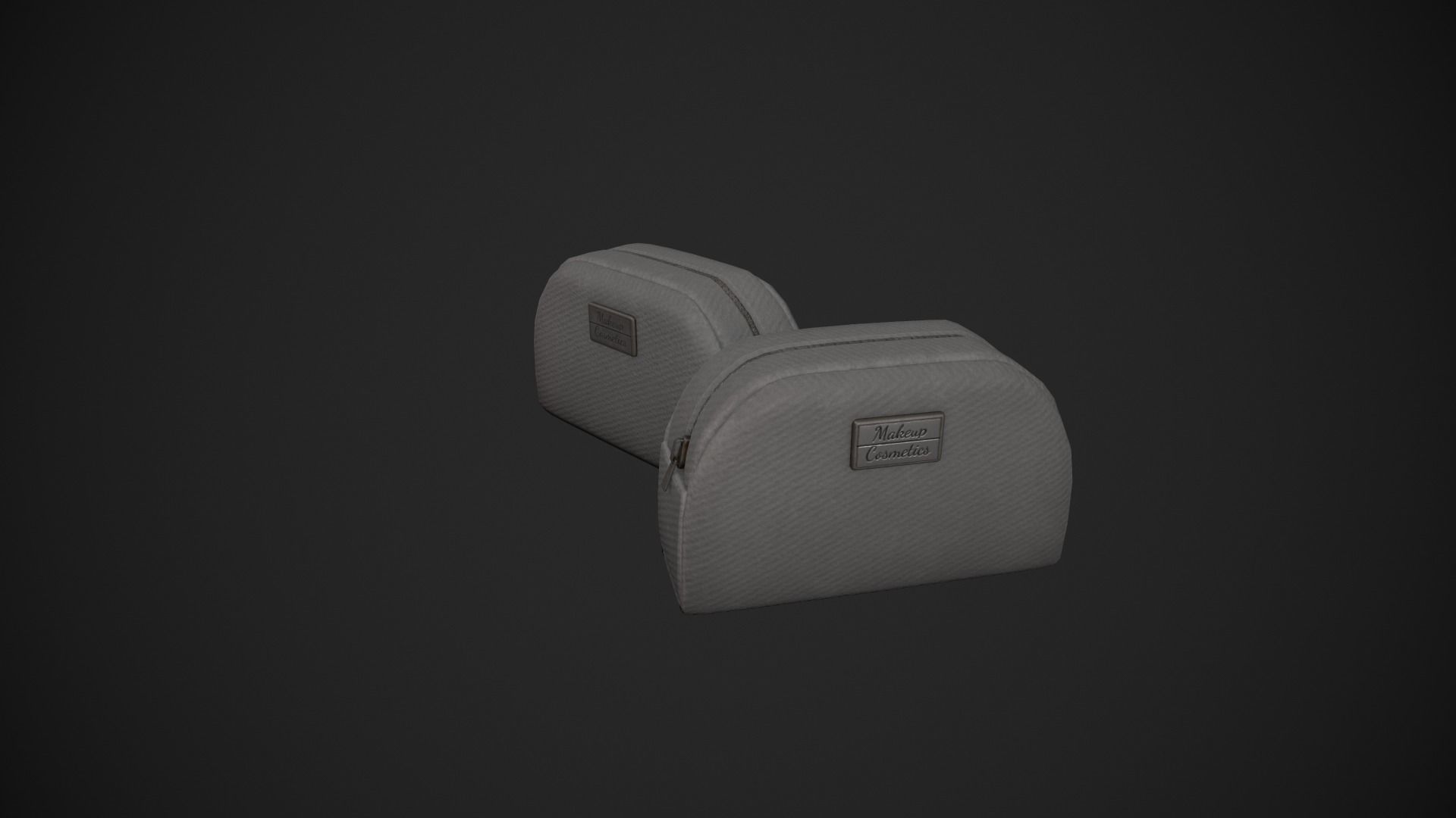 Grey Makeup Bag - Cosmetics Bag Low-poly 3D model_9