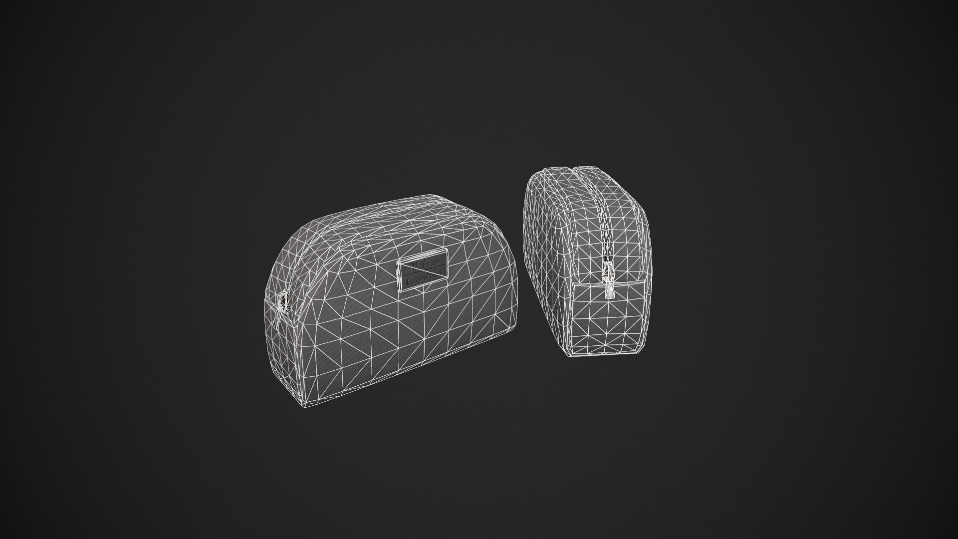 Grey Makeup Bag - Cosmetics Bag Low-poly 3D model_24