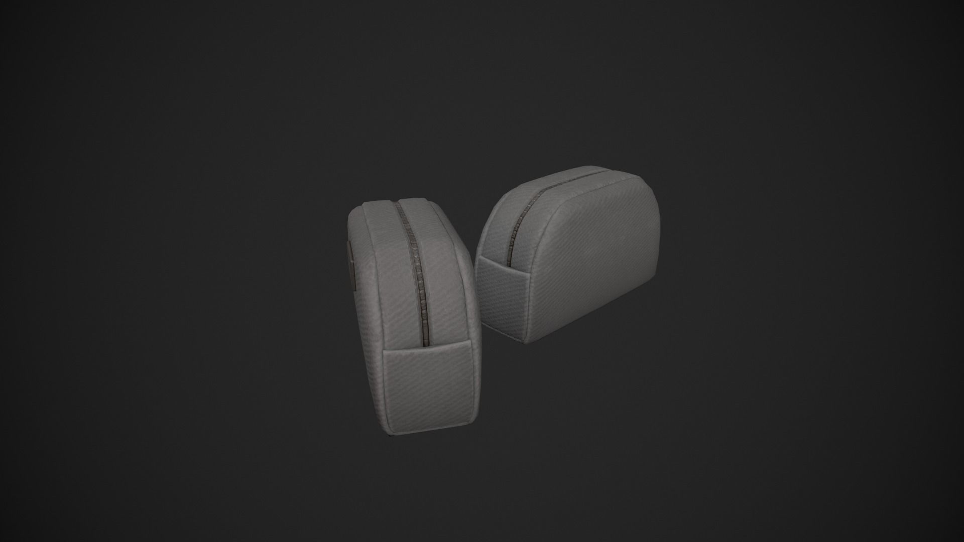 Grey Makeup Bag - Cosmetics Bag Low-poly 3D model_6