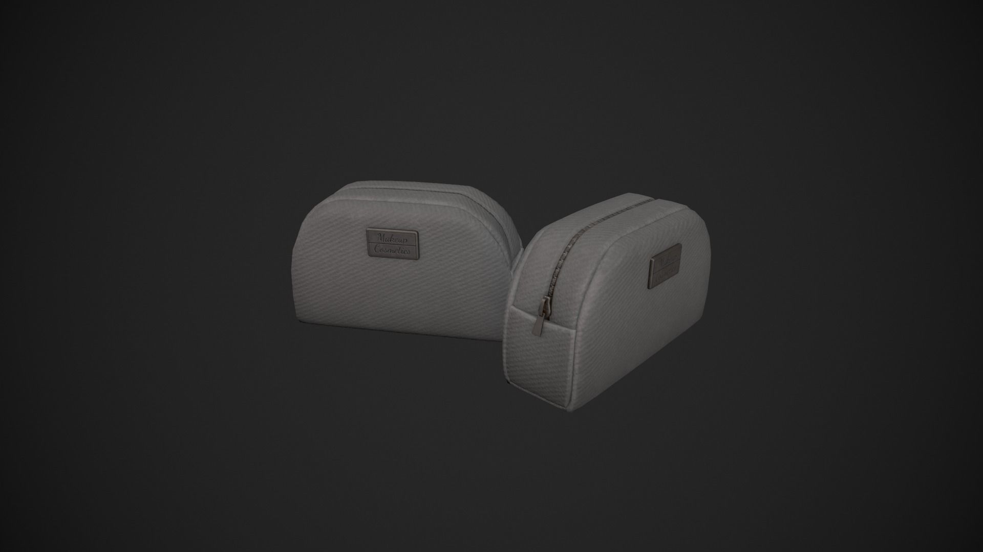 Grey Makeup Bag - Cosmetics Bag Low-poly 3D model_10