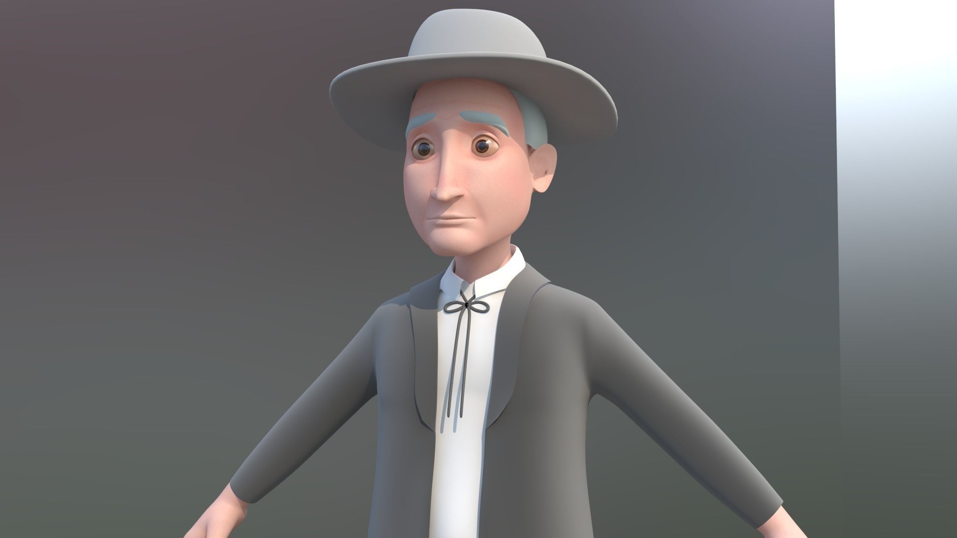 passenger  man with suitcase rigged cartoon character 3D model_1