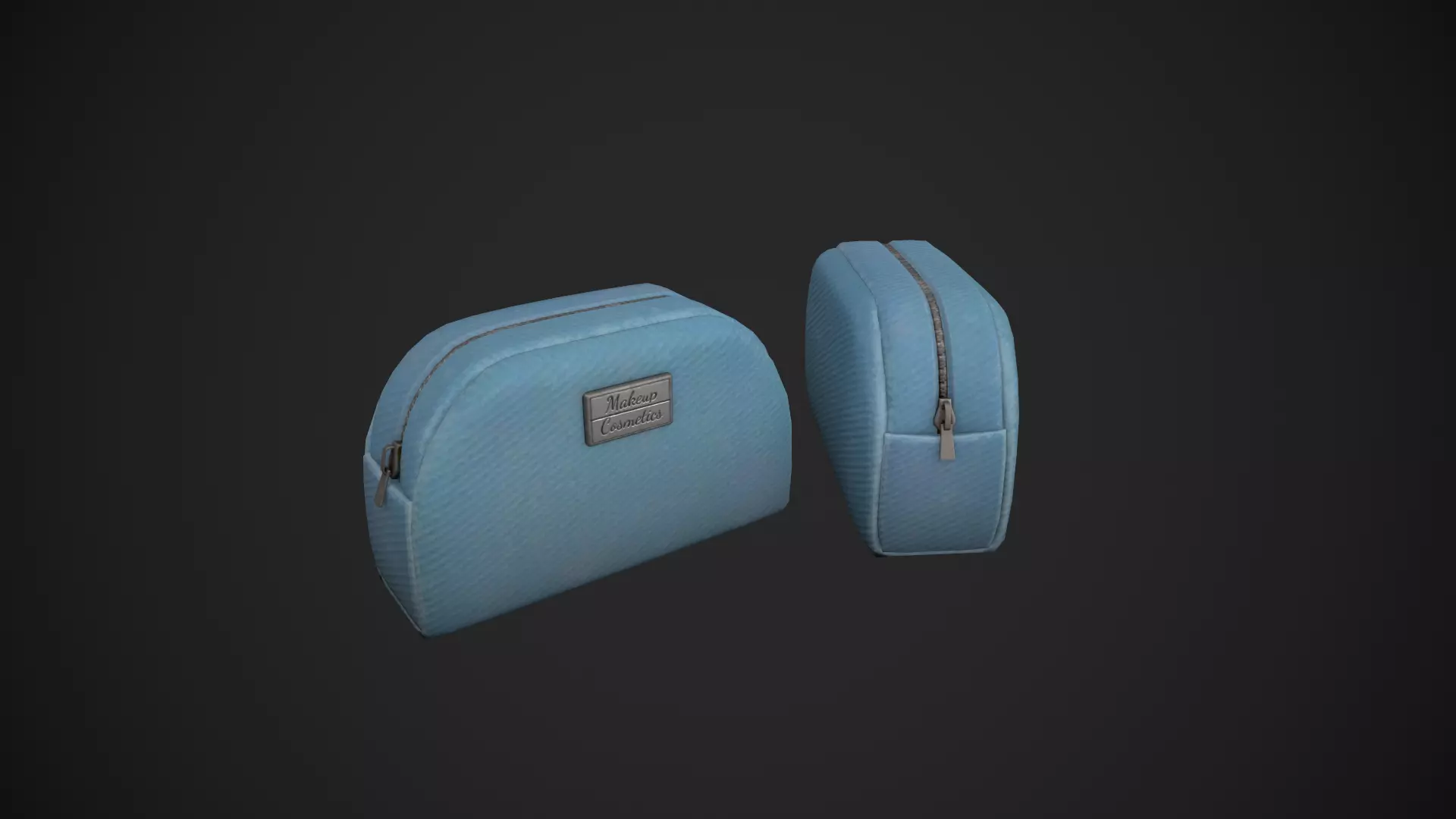 Light Blue Makeup Bag - Cosmetics Bag Low-poly 3D model