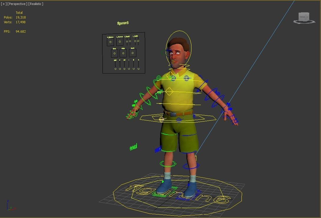 man with short rigged cartoon character 3D model_1