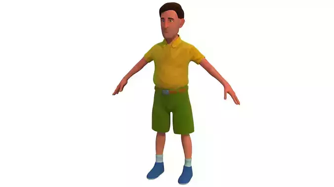 man with short rigged cartoon character
