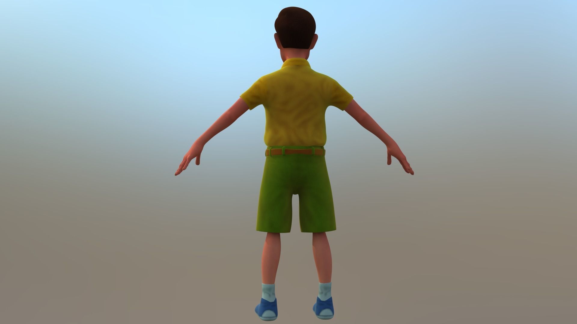 man with short rigged cartoon character 3D model_4