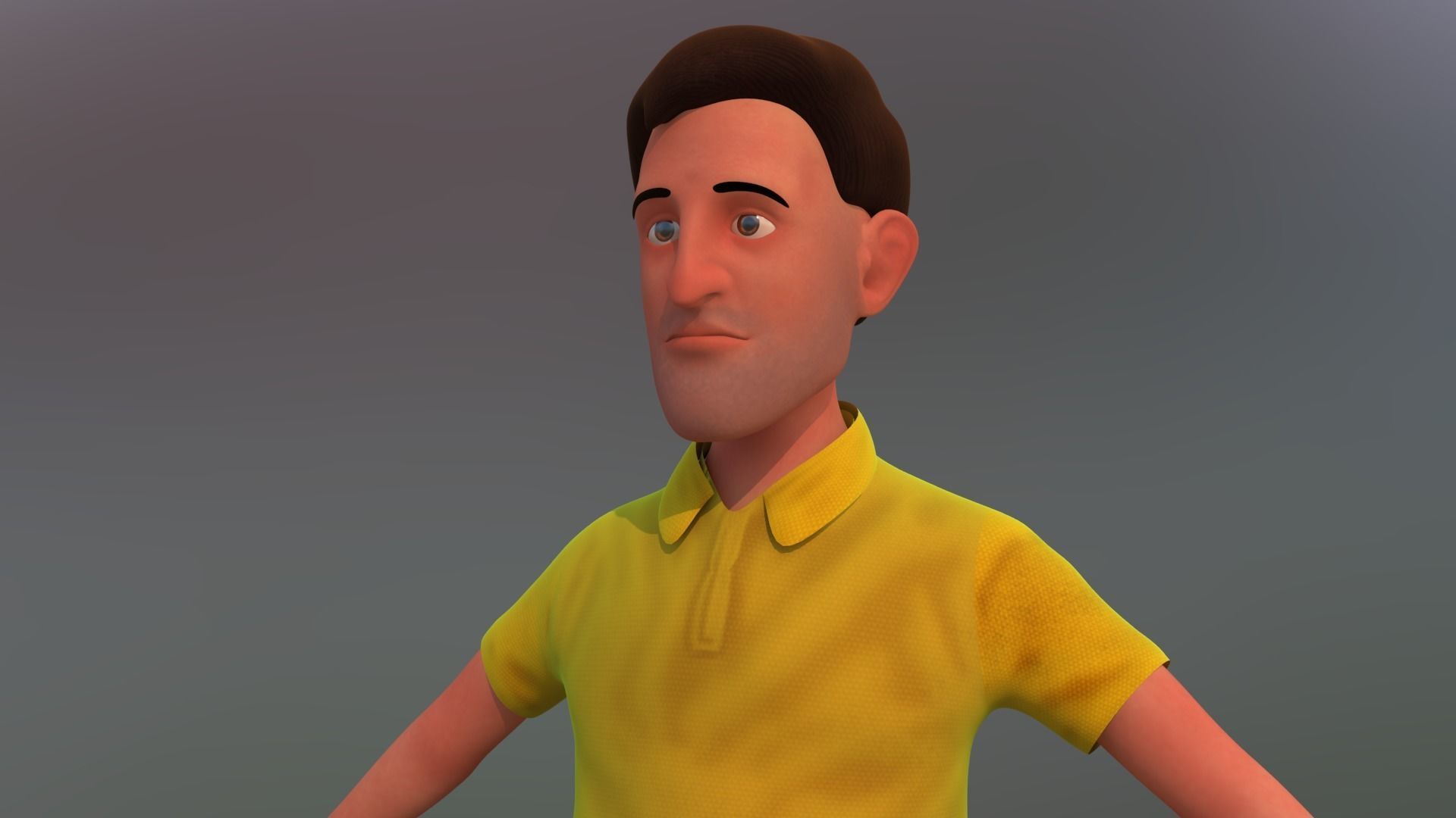 man with short rigged cartoon character 3D model_2