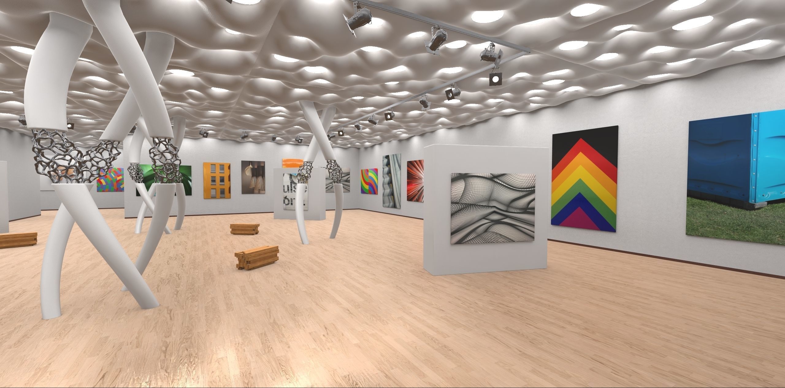 Modern Showroom Expo 3D model_2