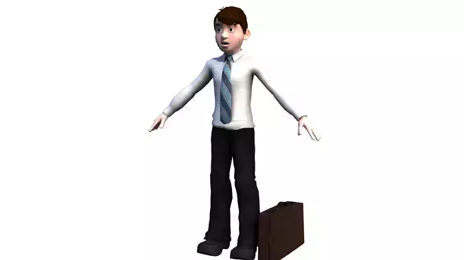 business young man cartoon rigged character