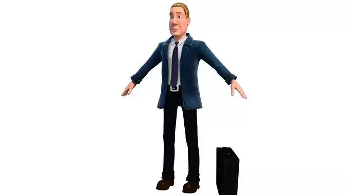 business man with bag cartoon rigged character