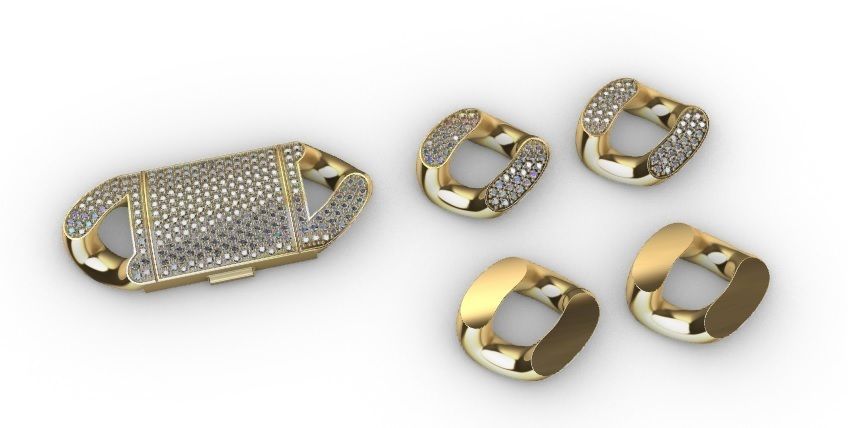 18 MM MIAMI CUBAN LINK CHAIN 3 ROWS DIAMOND BRACELET NECKLACE  3D print model_9