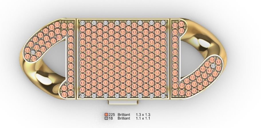 18 MM MIAMI CUBAN LINK CHAIN 3 ROWS DIAMOND BRACELET NECKLACE  3D print model_8