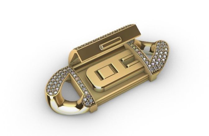 18 MM MIAMI CUBAN LINK CHAIN 3 ROWS DIAMOND BRACELET NECKLACE  3D print model_12