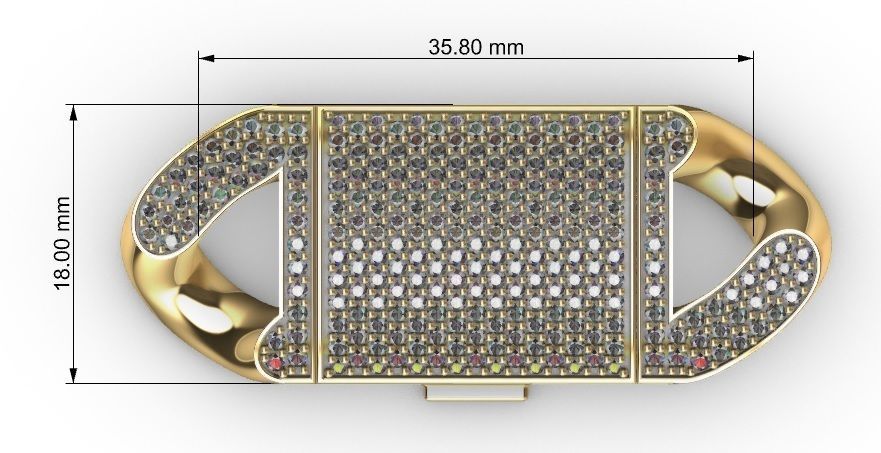 18 MM MIAMI CUBAN LINK CHAIN 3 ROWS DIAMOND BRACELET NECKLACE  3D print model_13