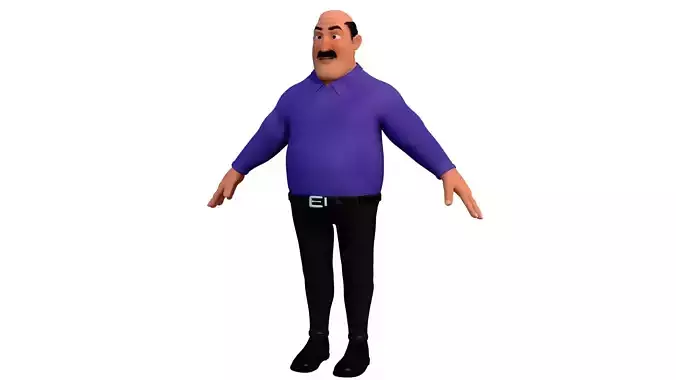 fat man cartoon rigged character