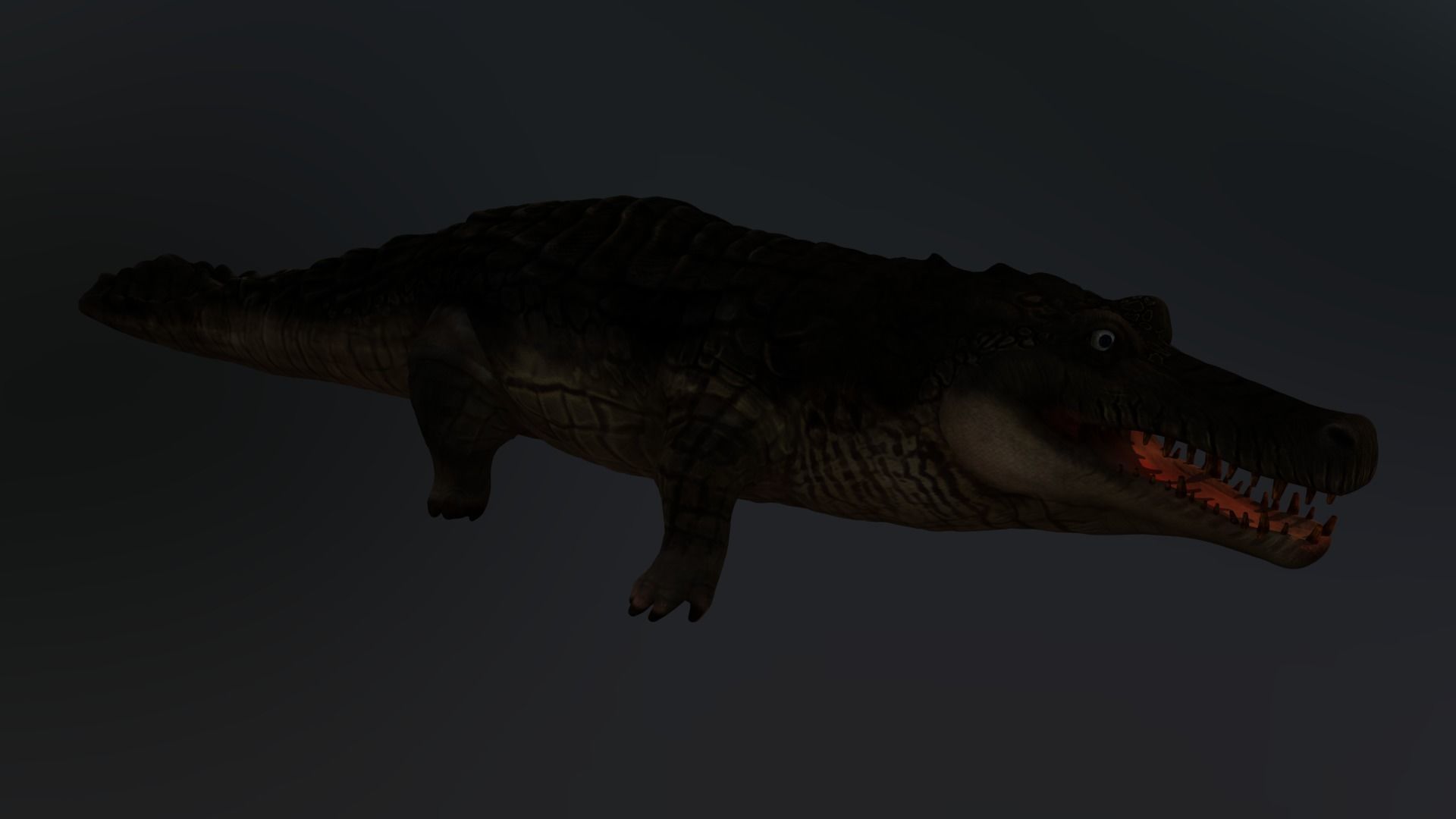 crocodile cartoon rigged animal  character 3D model_2