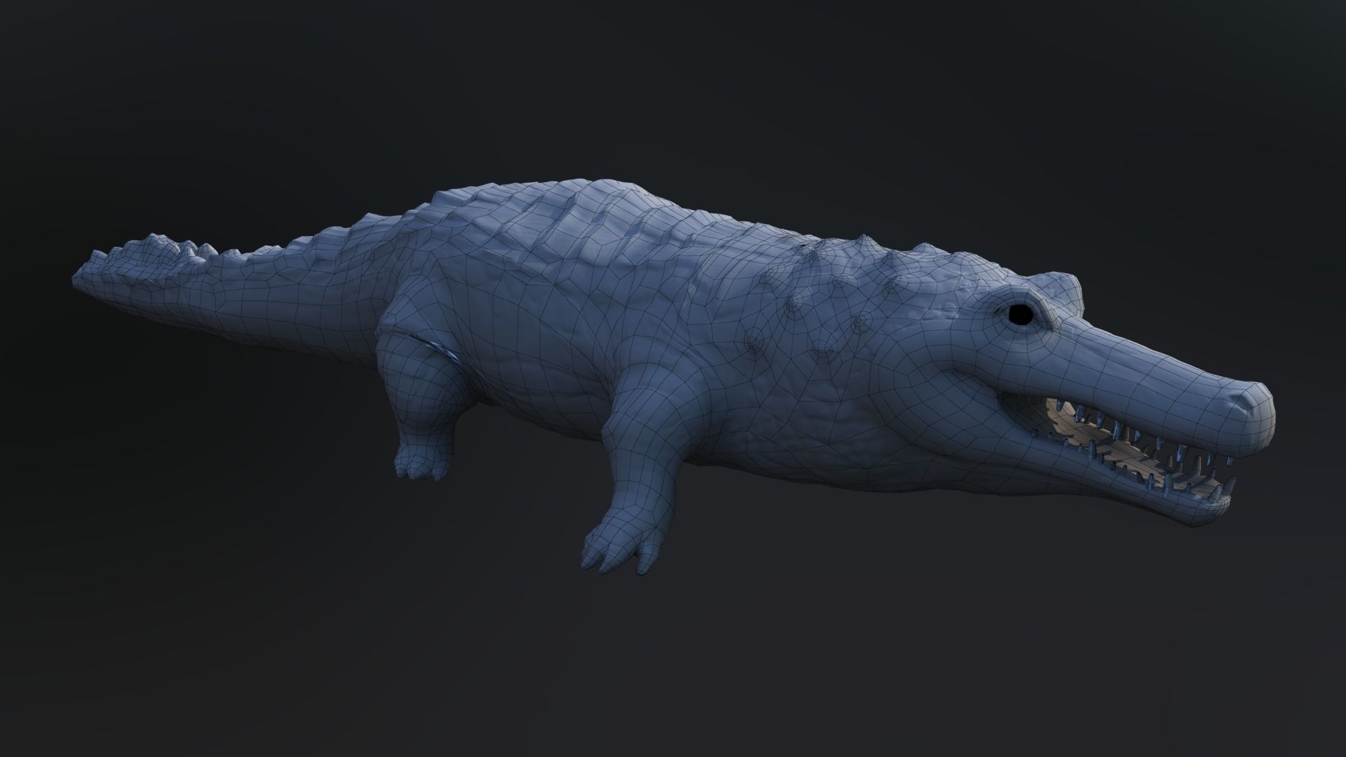 crocodile cartoon rigged animal  character 3D model_4