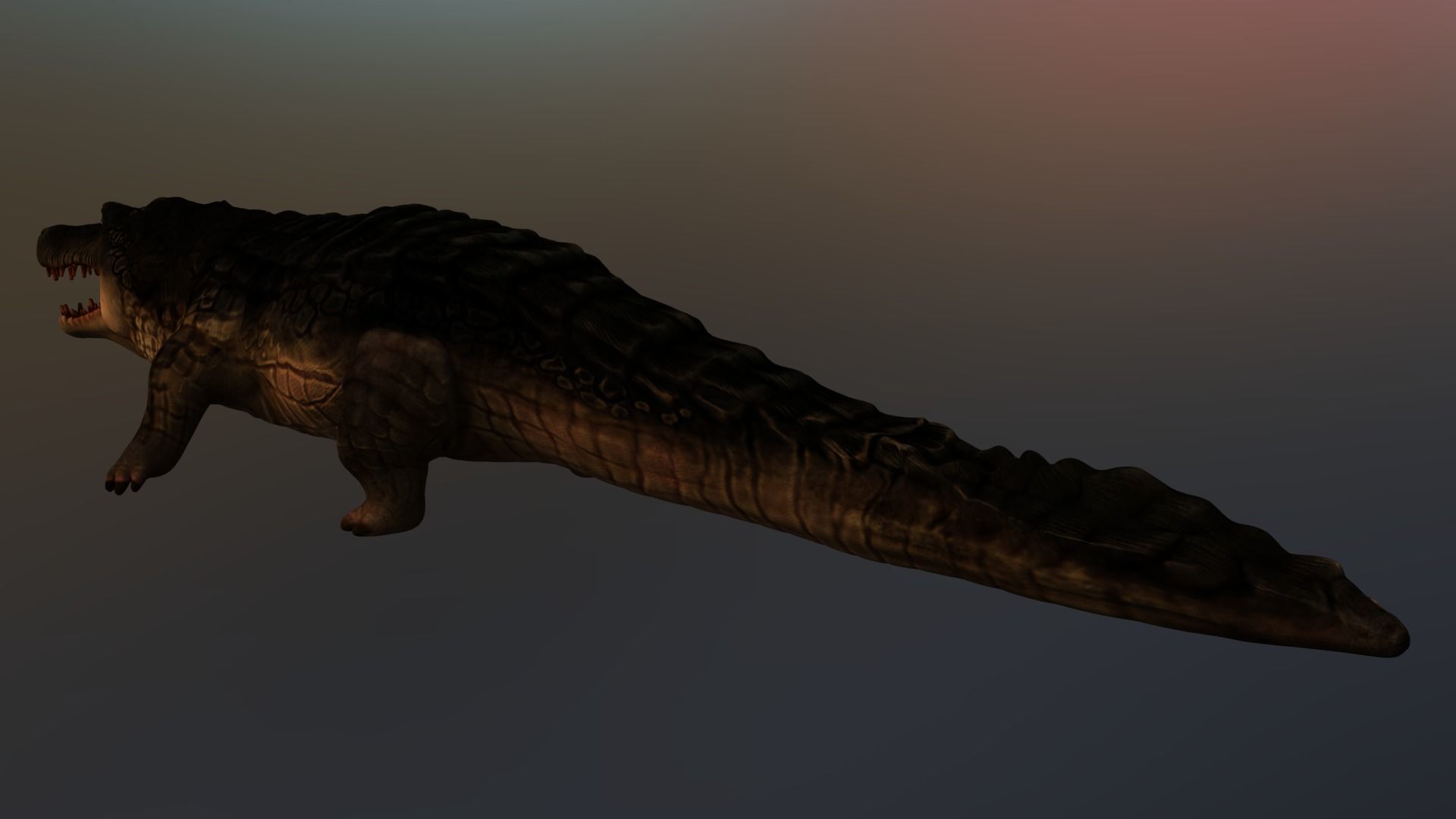 crocodile cartoon rigged animal  character 3D model_3
