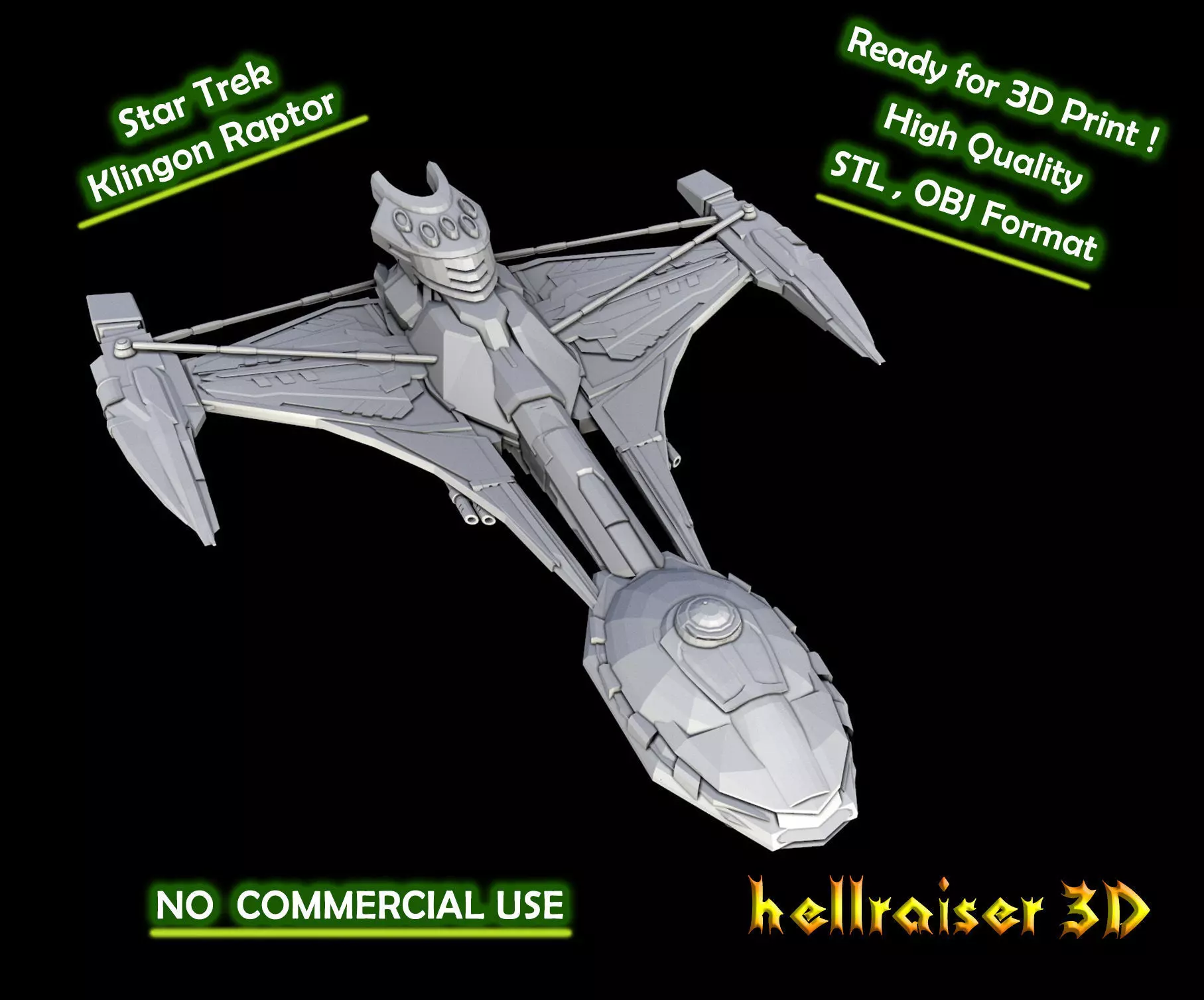 Star Trek - Klingon Raptor - 3D Printable Model 3D print model_0