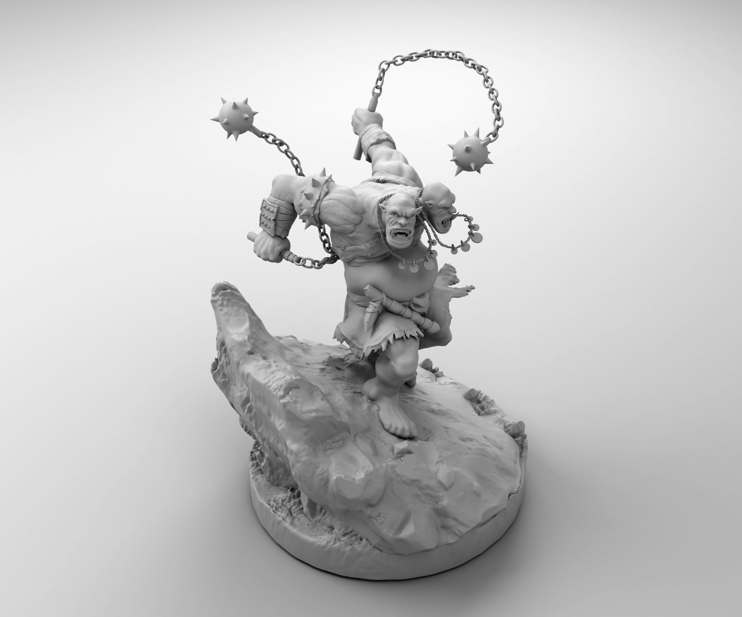 Ogre with a Mace 3D print model_2