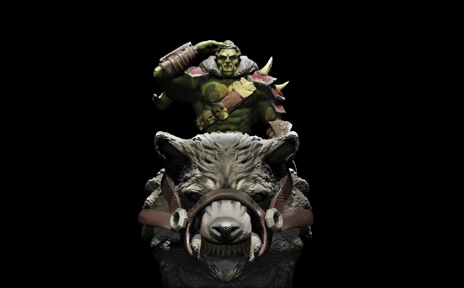 The Orc on the wolf 3D print model_2