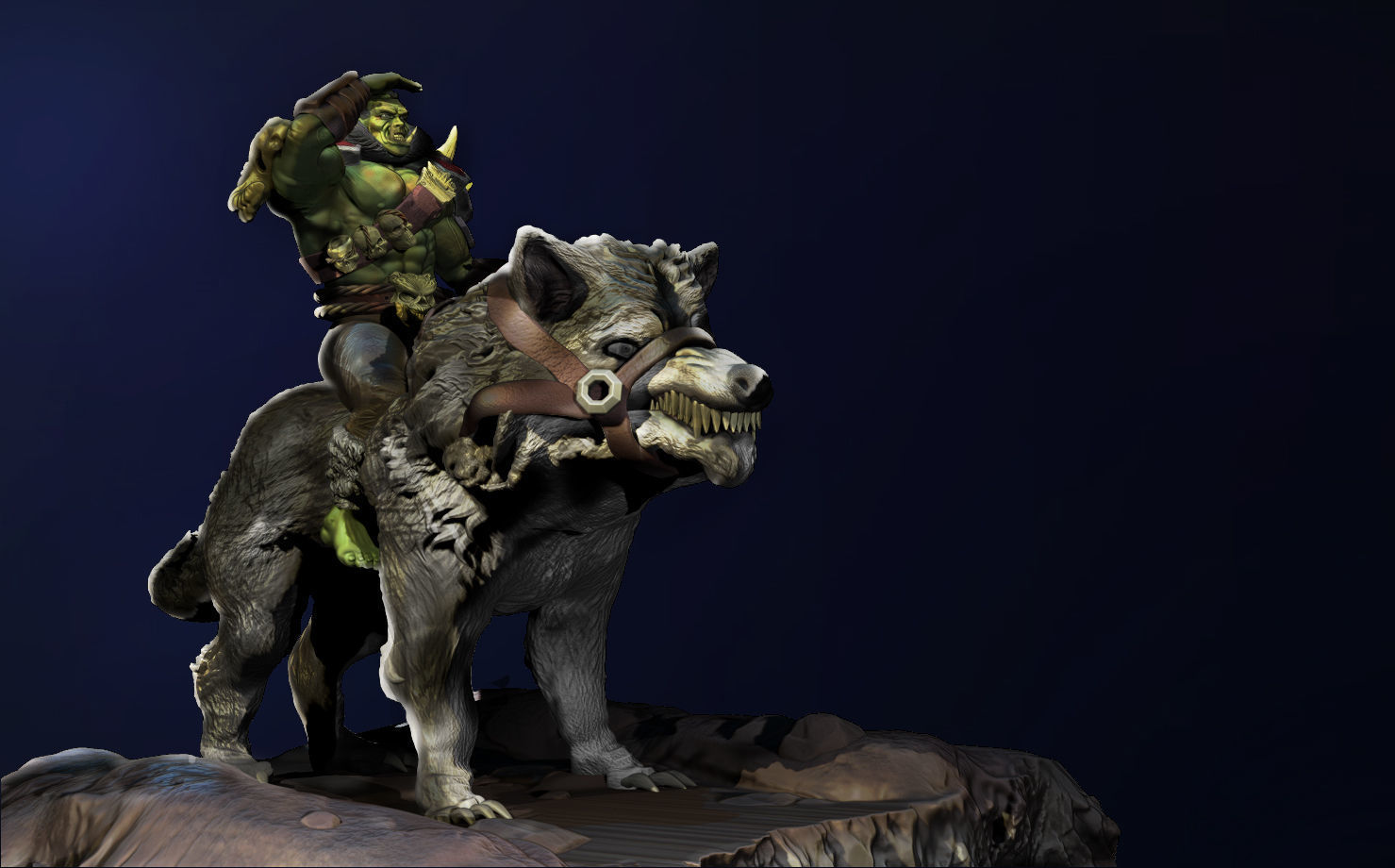 The Orc on the wolf 3D print model_3