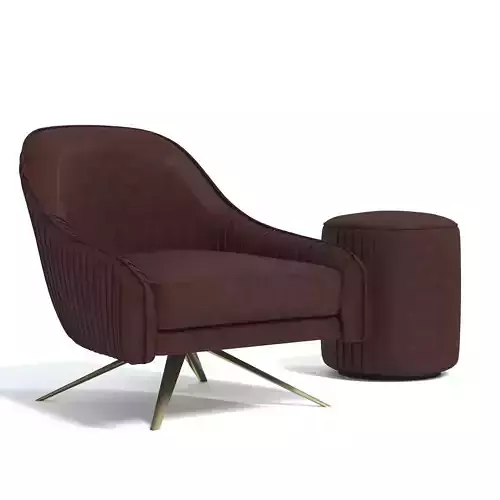 Swivel leather chair and ottoman by Roar and Rabbit