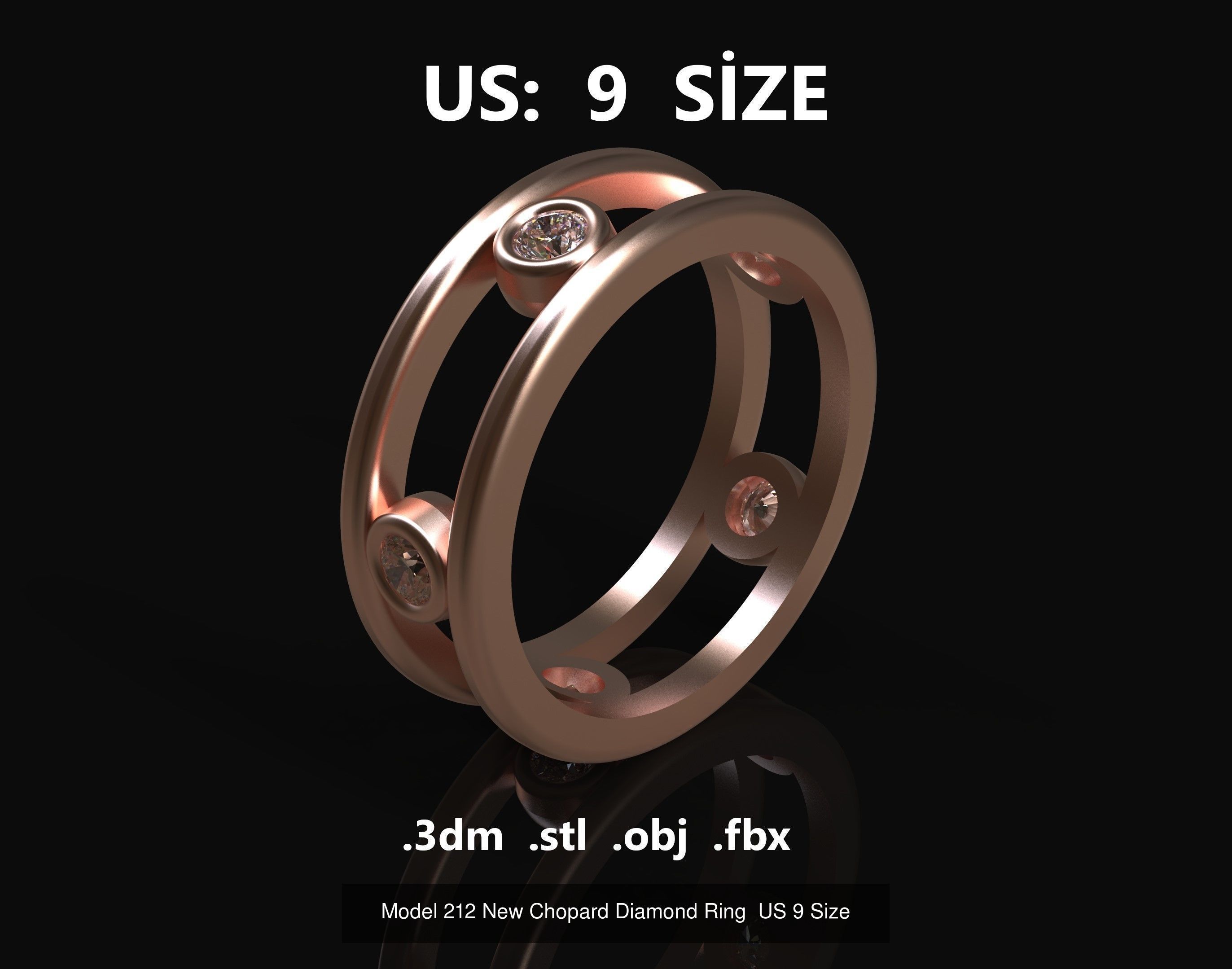 Model 206 New Tiffany Diamond Ring  US  Size 6 7 8 9  and half 3D Model Collection_7