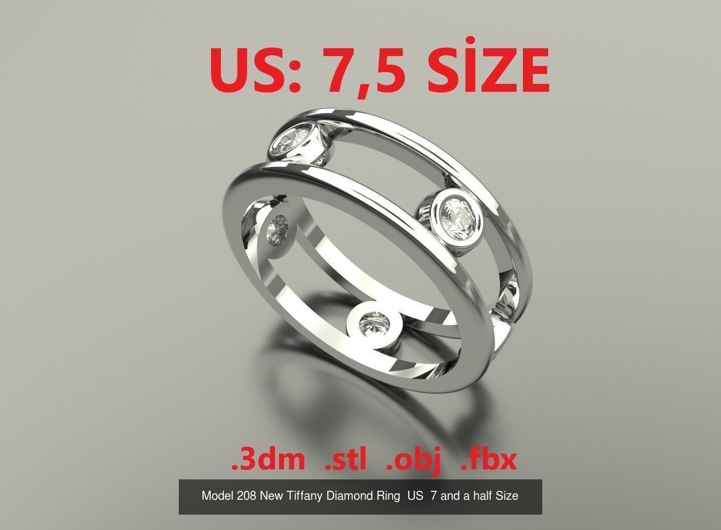 Model 206 New Tiffany Diamond Ring  US  Size 6 7 8 9  and half 3D Model Collection_3