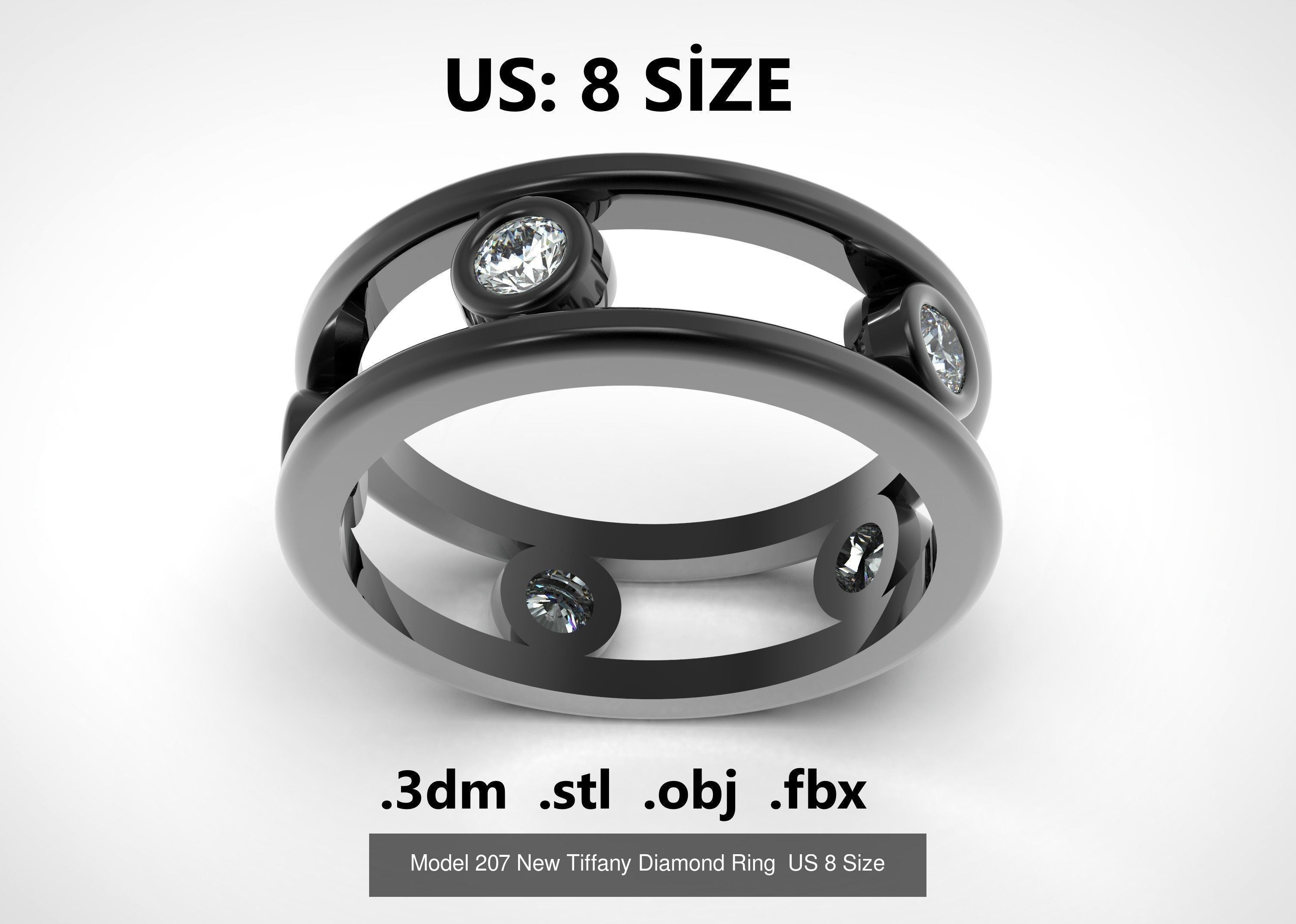 Model 206 New Tiffany Diamond Ring  US  Size 6 7 8 9  and half 3D Model Collection_2