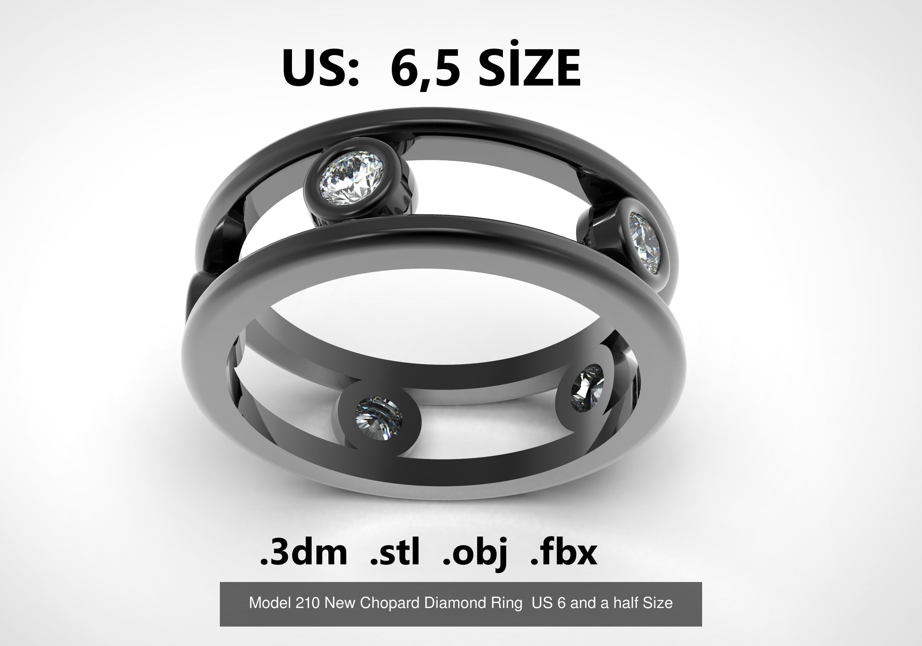 Model 206 New Tiffany Diamond Ring  US  Size 6 7 8 9  and half 3D Model Collection_5