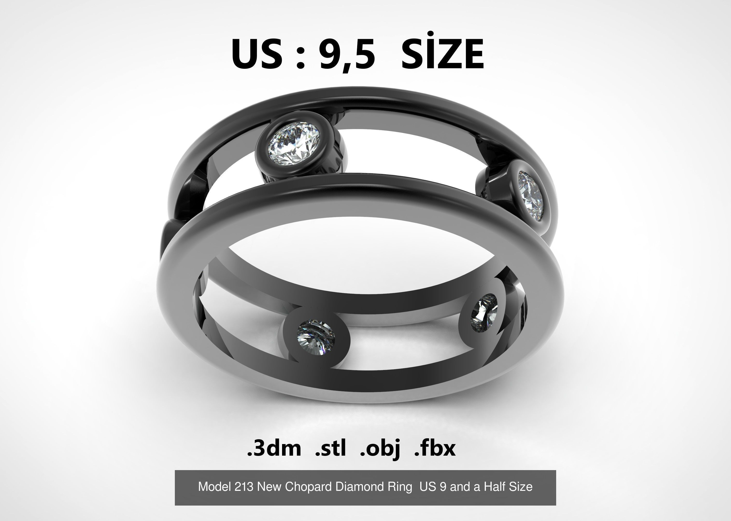 Model 206 New Tiffany Diamond Ring  US  Size 6 7 8 9  and half 3D Model Collection_8