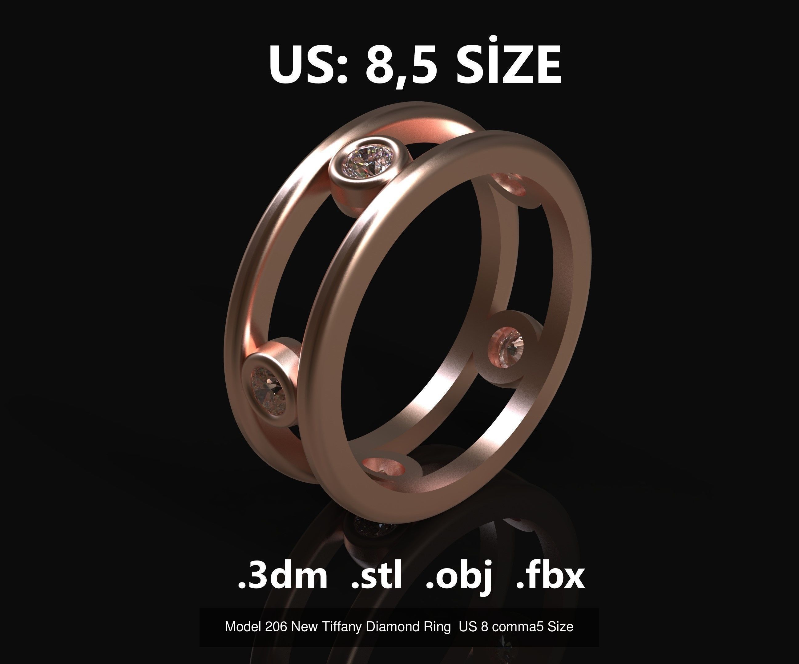 Model 206 New Tiffany Diamond Ring  US  Size 6 7 8 9  and half 3D Model Collection_1